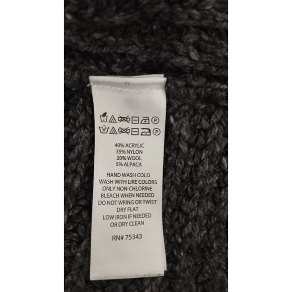 Ruby Moon Large Grey Knit Wool Alpaca Crop Open Oversized Casual Sweater - Picture 4 of 4